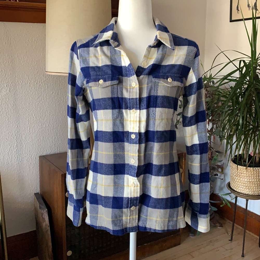 NWOT Patagonia Women's Long-Sleeved Fjord Flannel Shirt size 4 harvest moon blue